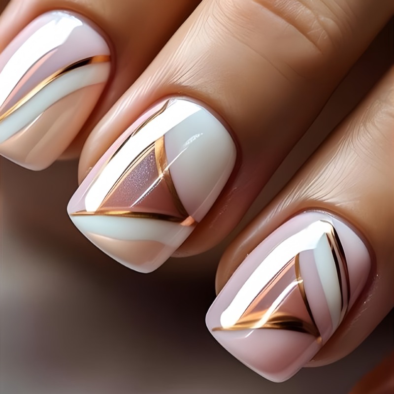 Nail Art Aesthetic - 24 Stks/set Schattige Korte Vierkante Mode-Kleding