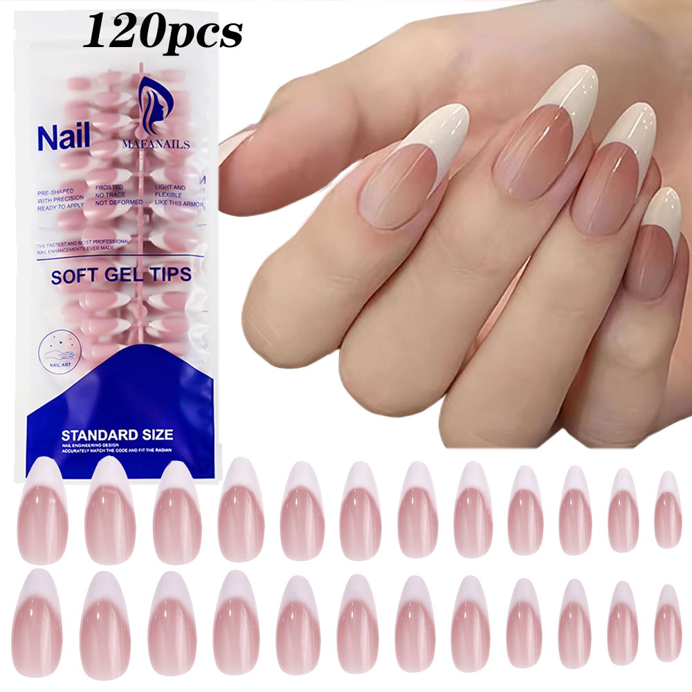 Nail Art Aesthetic - 120 stks Roze Medium Amandel Franse