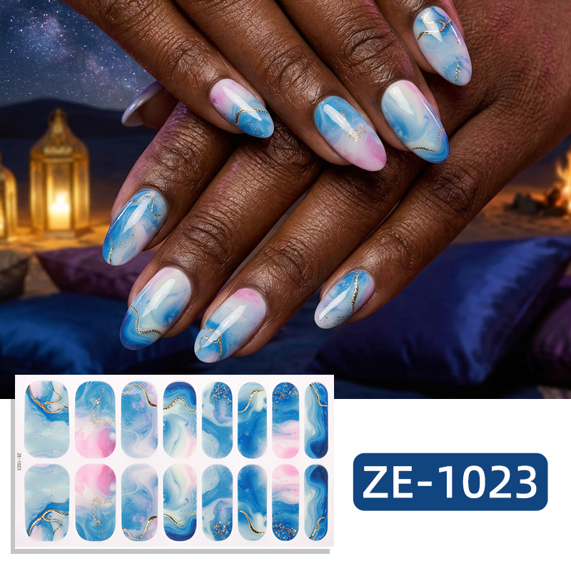 Striping Tape Nail - 16 Tips Glitter Marmer Volledige Dekking