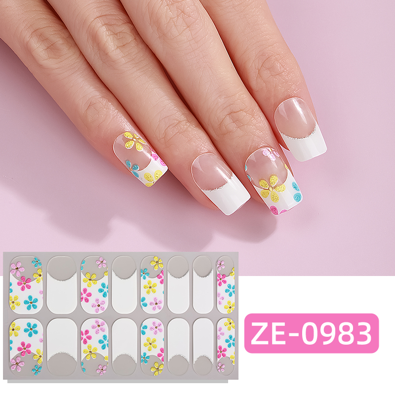 Striping Tape Nail - 16 Tips Gradient Marble Full Cover
