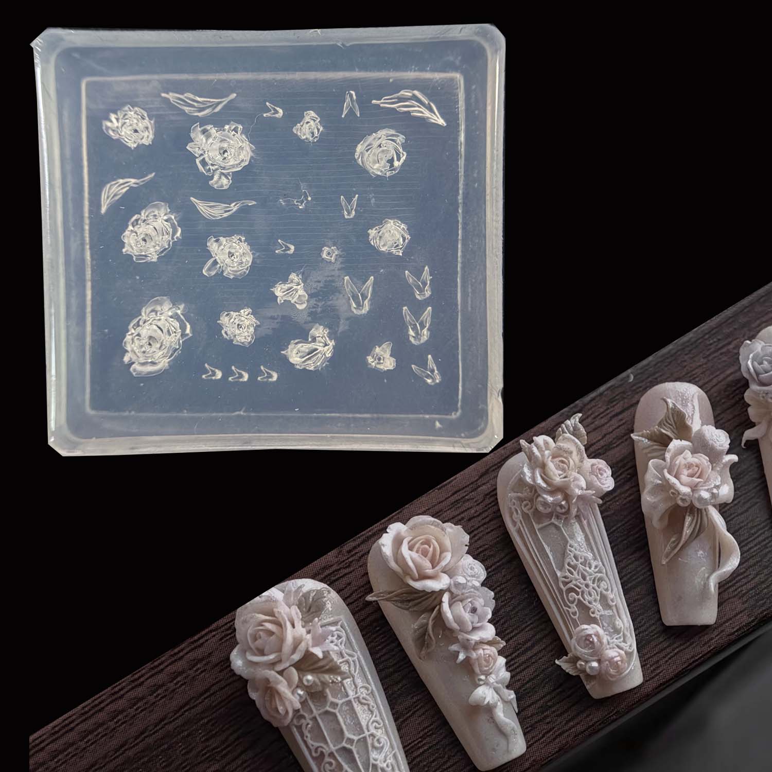 Nail Art Elegant - Elegante Rozen Bloem Nagelkunst Siliconen Mallen
