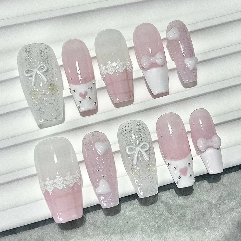 10st roze strik liefde kant Fr - Nail Art Love recensie en prijs