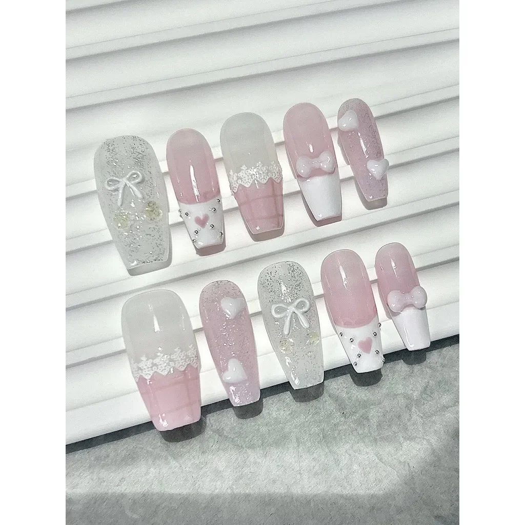 10st roze strik liefde kant Fr - Nail Art Love recensie en prijs