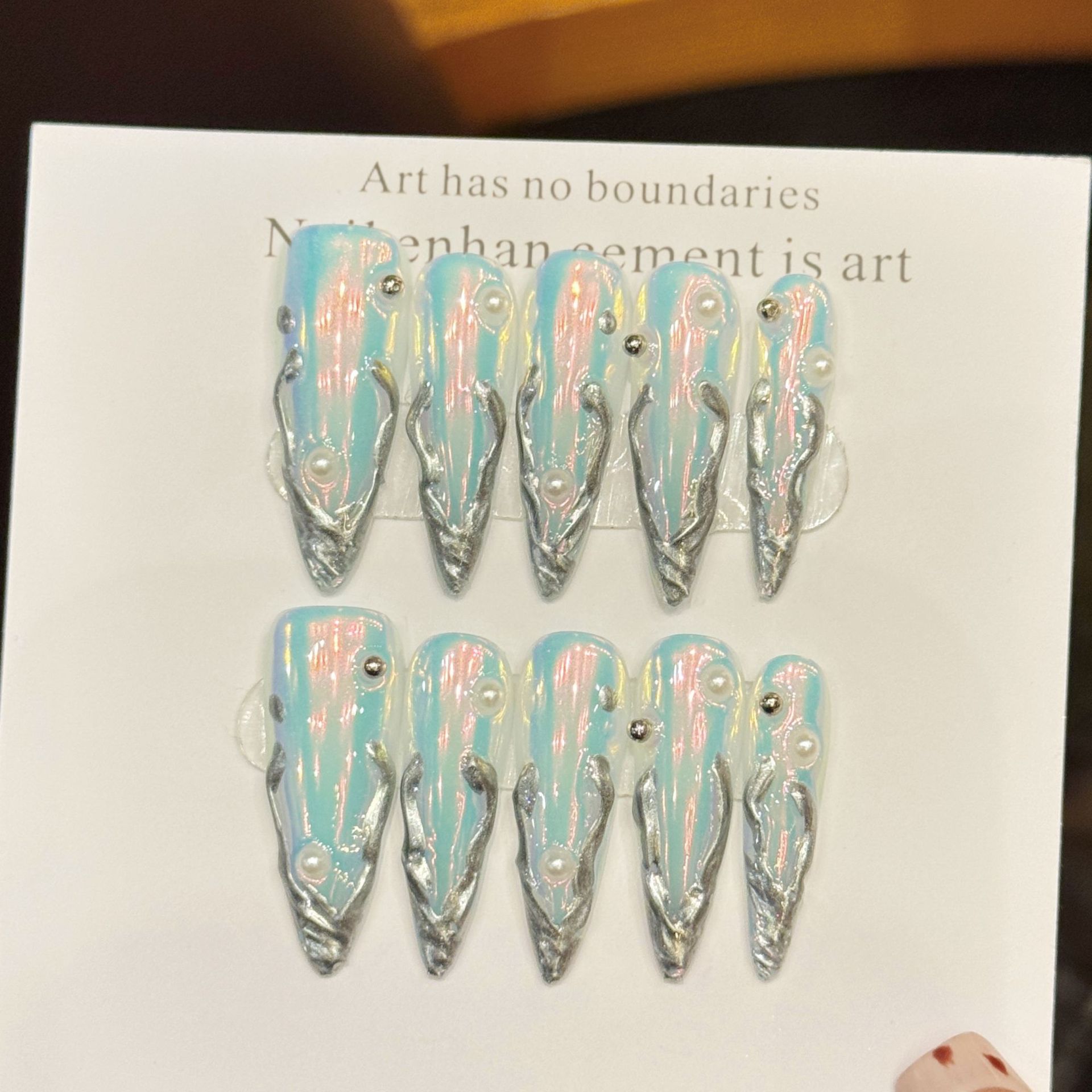 10st zilveren Aurora lange sti - Nail Art Aesthetic recensie en prijs