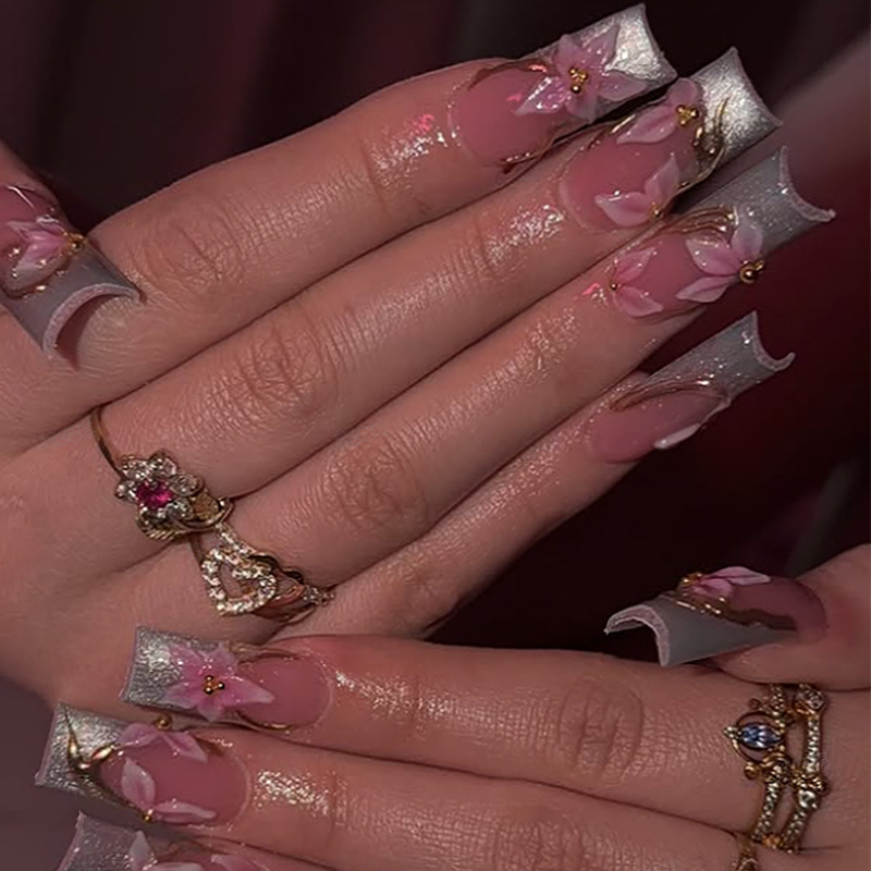 24 stuks lange vierkante bloem - Nail Art Full Design recensie en prijs