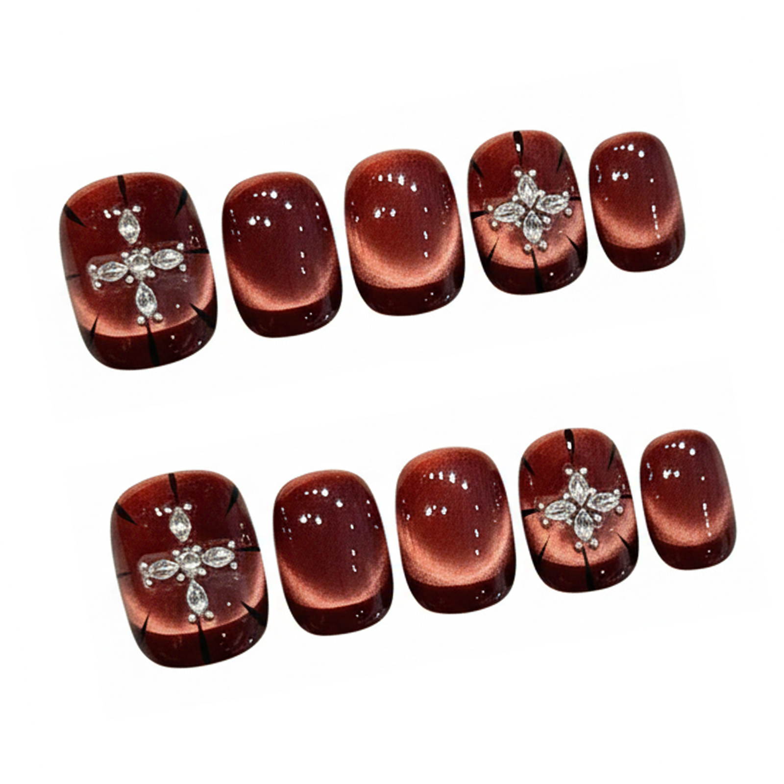 10 stuks wijnrood kattenoog dr - Nail Art Elegant recensie en prijs