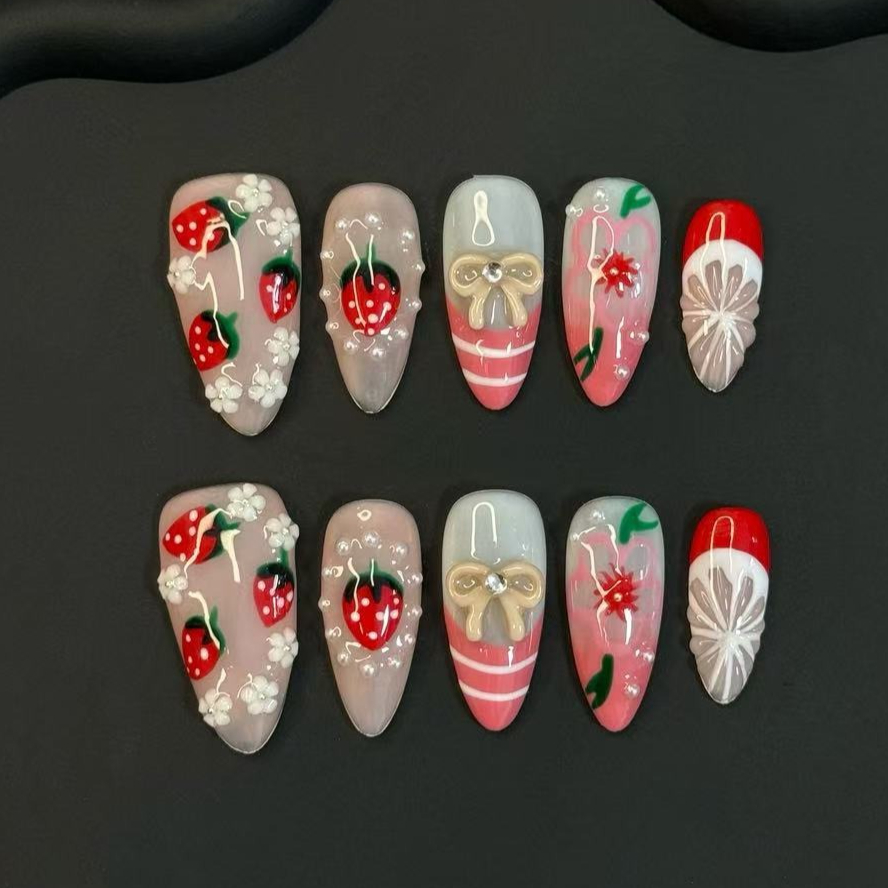 10 stuks zomer mooie rode aard - Nail Art Love recensie en prijs