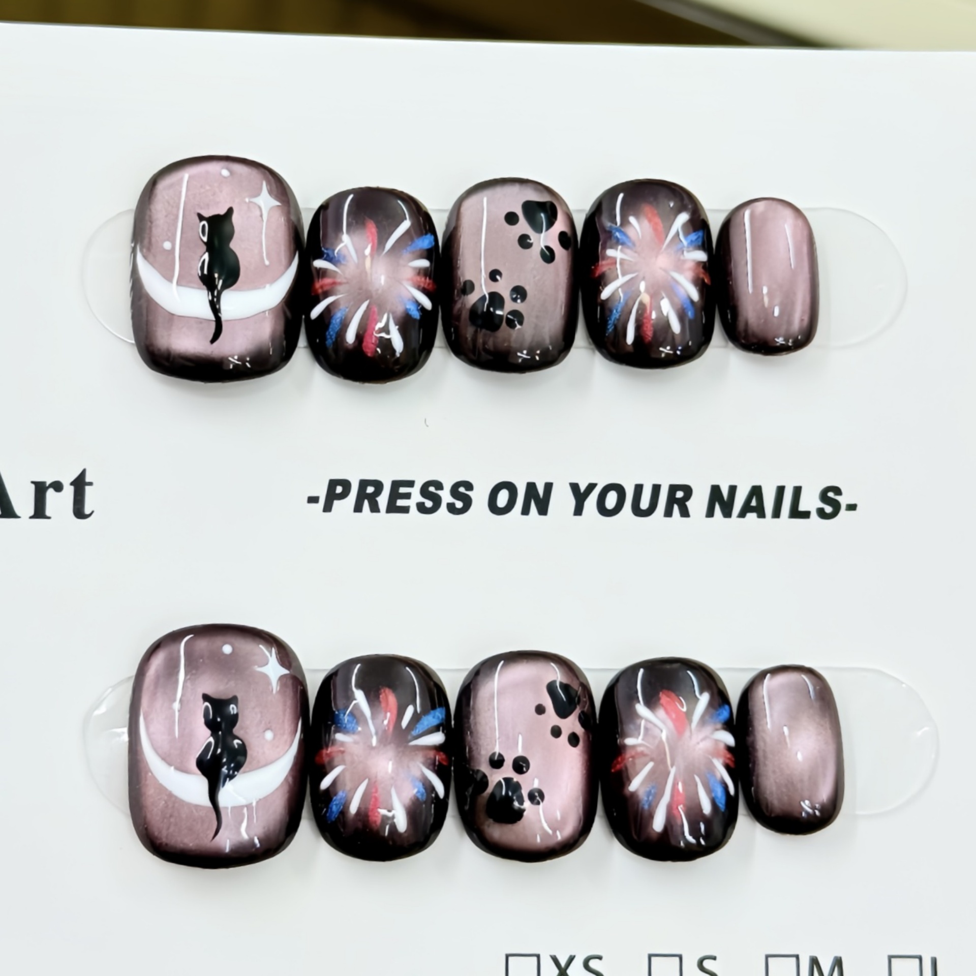 10st blauwe kattenoog handgema - Nail Art Full Design recensie en prijs