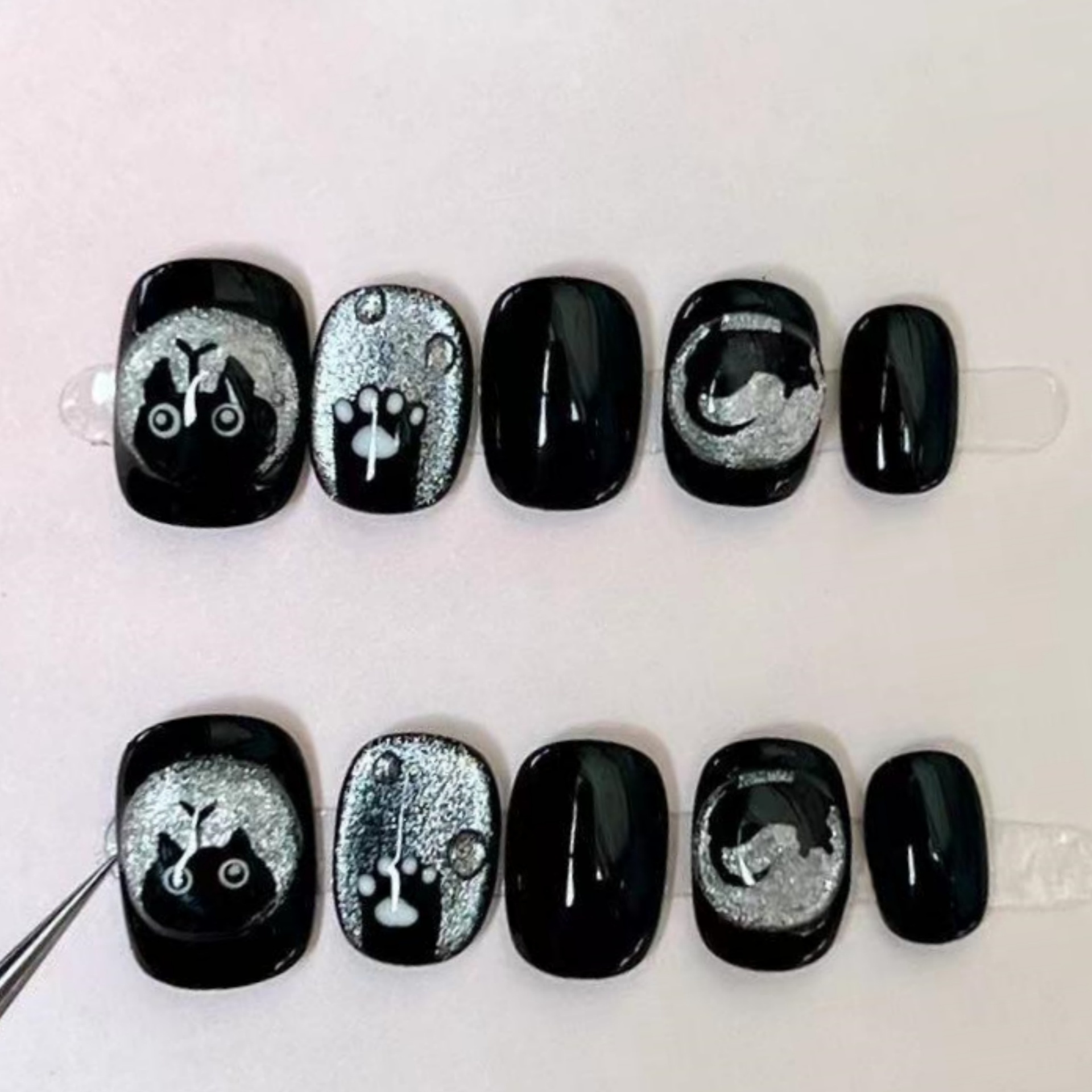 10st blauwe kattenoog handgema - Nail Art Full Design recensie en prijs